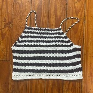Zara Black and White Striped Crop Top